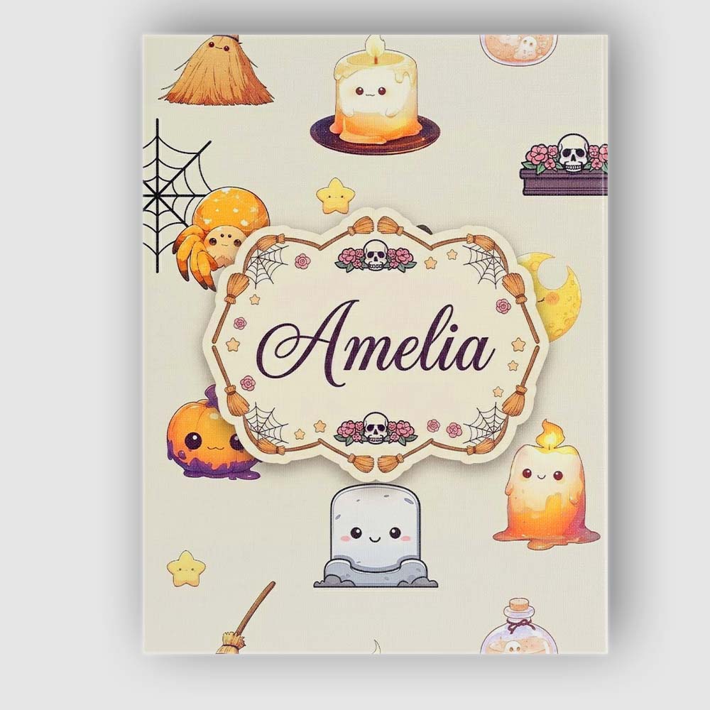 Personalised Name Cute Kawaii Halloween Custom  Modern Room Accent Elegant Feature Canvas Wall Art Print Decor Picture Ready to Hang