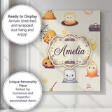 Personalised Name Cute Kawaii Halloween Custom  Modern Room Accent Elegant Feature Canvas Wall Art Print Decor Picture Ready to Hang