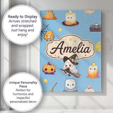 Personalised Name Cute Kawaii Halloween Custom  Modern Room Accent Elegant Feature Canvas Wall Art Print Decor Picture Ready to Hang