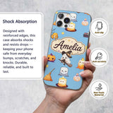 Cute Kawaii Halloween Witch Decorative Design Custom Name Protective Phone Case Mobile Cover Durable Everyday Smartphone Shock Resistant