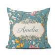 Custom Name Minimal Daisy Flower Soft Green Seamless Pattern Square Filled Cushion Throw Pillow Sofa Bed Home Decor Zip Washable UK Made
