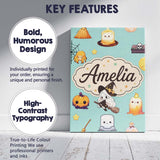 Personalised Name Cute Kawaii Halloween Custom  Modern Room Accent Elegant Feature Canvas Wall Art Print Decor Picture Ready to Hang