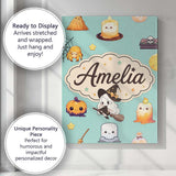 Personalised Name Cute Kawaii Halloween Custom  Modern Room Accent Elegant Feature Canvas Wall Art Print Decor Picture Ready to Hang