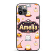 Cute Kawaii Halloween Witch Decorative Design Custom Name Protective Phone Case Mobile Cover Durable Everyday Smartphone Shock Resistant