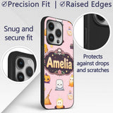 Cute Kawaii Halloween Witch Decorative Design Custom Name Protective Phone Case Mobile Cover Durable Everyday Smartphone Shock Resistant