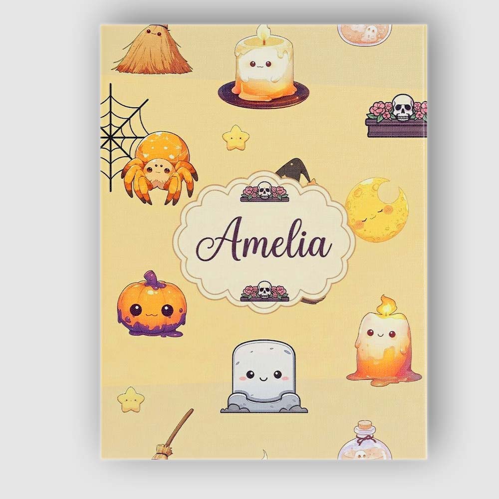Personalised Name Cute Kawaii Halloween Custom  Modern Room Accent Elegant Feature Canvas Wall Art Print Decor Picture Ready to Hang