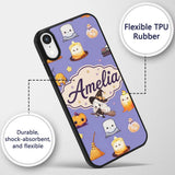 Cute Kawaii Halloween Witch Decorative Design Custom Name Protective Phone Case Mobile Cover Durable Everyday Smartphone Shock Resistant