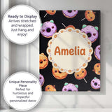 Personalised Name Cute Halloween Donuts Custom  Modern Room Accent Elegant Feature Canvas Wall Art Print Decor Picture Ready to Hang