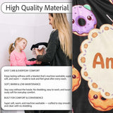 Cute Halloween Donuts Pumpkin Lollipop Seamless Pattern Black  Personalised Custom Name Super Soft Fleece Blanket Bed Sofa Throw