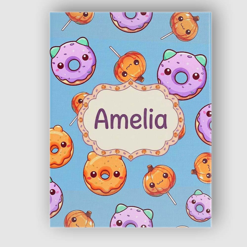 Personalised Name Cute Halloween Donuts Custom  Modern Room Accent Elegant Feature Canvas Wall Art Print Decor Picture Ready to Hang