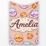Cute Halloween Donuts Pumpkin Lollipop Seamless Pattern Peach  Personalised Custom Name Super Soft Fleece Blanket Bed Sofa Throw