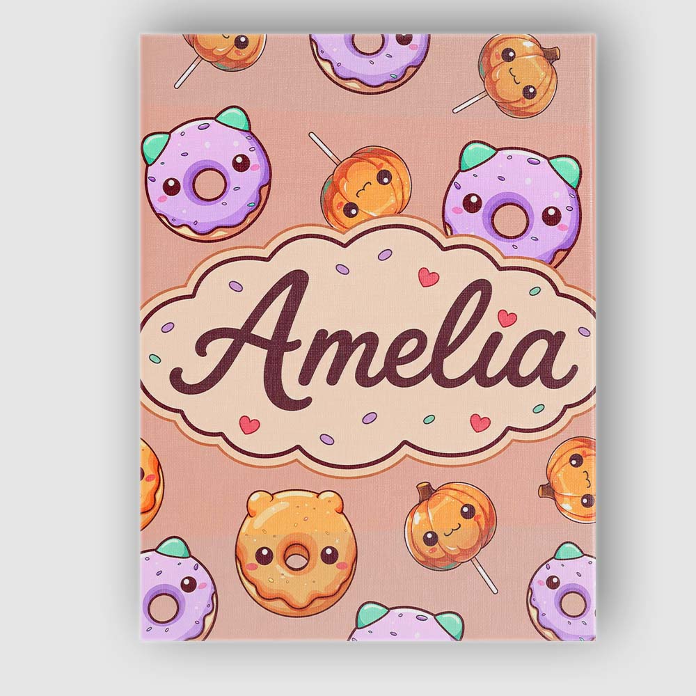 Personalised Name Cute Halloween Donuts Custom  Modern Room Accent Elegant Feature Canvas Wall Art Print Decor Picture Ready to Hang