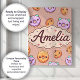 Personalised Name Cute Halloween Donuts Custom  Modern Room Accent Elegant Feature Canvas Wall Art Print Decor Picture Ready to Hang