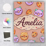 Personalised Name Cute Halloween Donuts Custom  Modern Room Accent Elegant Feature Canvas Wall Art Print Decor Picture Ready to Hang
