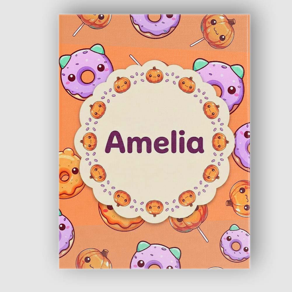 Personalised Name Cute Halloween Donuts Custom  Modern Room Accent Elegant Feature Canvas Wall Art Print Decor Picture Ready to Hang