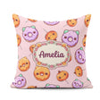 Custom Name Halloween Donuts Pumpkin Lollipop Seamless Soft Pink Square Filled Cushion Throw Pillow Sofa Bed Home Decor Zip Washable UK Made