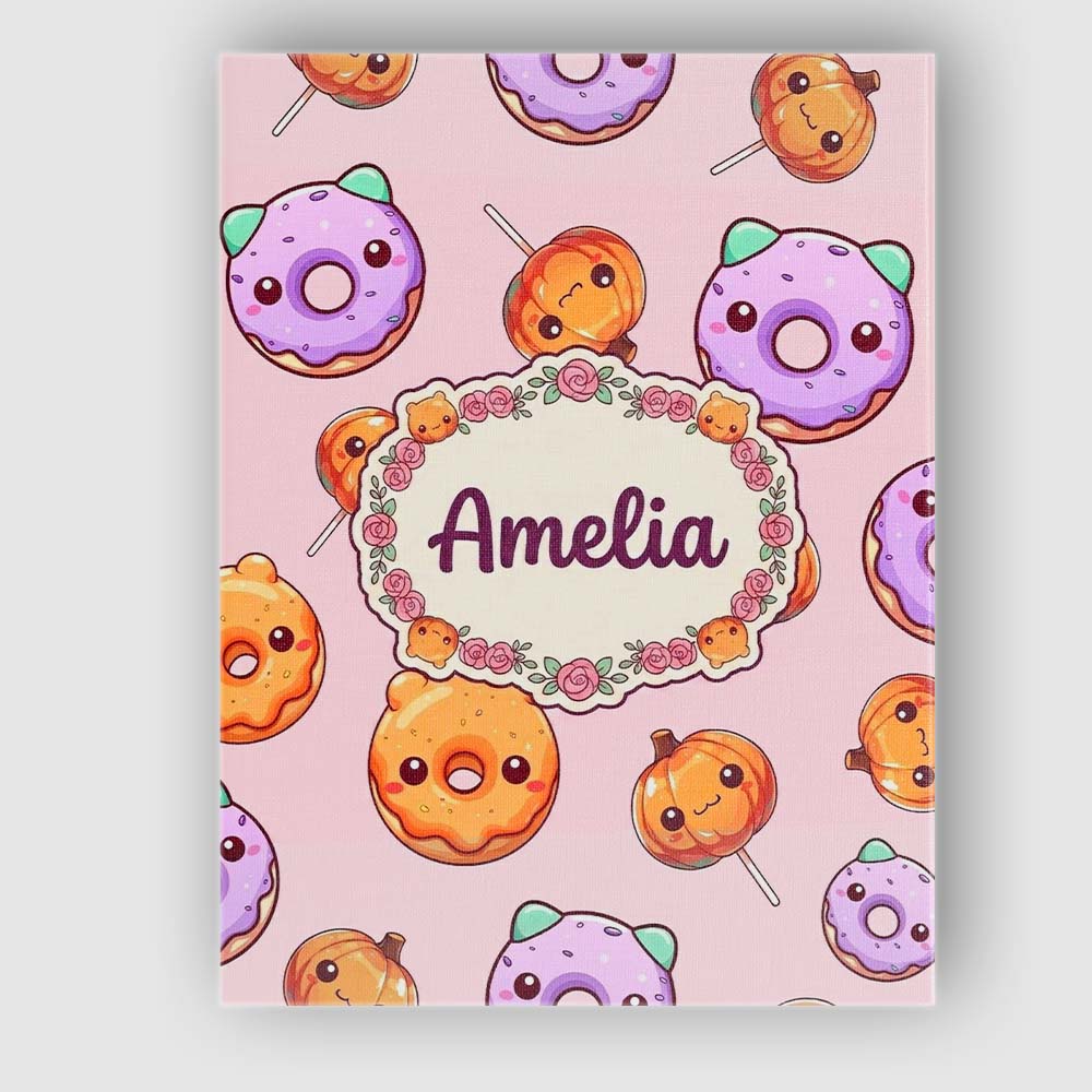 Personalised Name Cute Halloween Donuts Custom  Modern Room Accent Elegant Feature Canvas Wall Art Print Decor Picture Ready to Hang