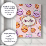 Personalised Name Cute Halloween Donuts Custom  Modern Room Accent Elegant Feature Canvas Wall Art Print Decor Picture Ready to Hang