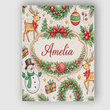 Personalised Name Classic Christmas Plaid Tree Reindeer Seamless Custom  Interior Canvas Wall Art Print Decor Picture Ready to Hang