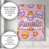 Personalised Name Cute Halloween Donuts Custom  Modern Room Accent Elegant Feature Canvas Wall Art Print Decor Picture Ready to Hang