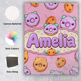 Personalised Name Cute Halloween Donuts Custom  Modern Room Accent Elegant Feature Canvas Wall Art Print Decor Picture Ready to Hang