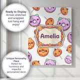 Personalised Name Cute Halloween Donuts Custom  Modern Room Accent Elegant Feature Canvas Wall Art Print Decor Picture Ready to Hang
