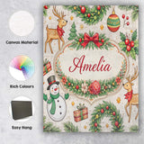 Personalised Name Classic Christmas Plaid Tree Reindeer Seamless Custom  Interior Canvas Wall Art Print Decor Picture Ready to Hang