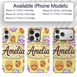 Cute Halloween Donuts Pumpkin Lollipop Seamless Custom Name Protective Phone Case Mobile Cover Durable Everyday Smartphone Shock Resistant