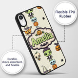 Halloween Character Zombie Mummy Bat Pumpkin Custom Name Protective Phone Case Mobile Cover Durable Everyday Smartphone Shock Resistant
