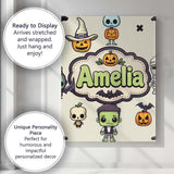Personalised Name Halloween Character Custom Modern Room Accent Creative Decorator Style Canvas Wall Art Print Decor Picture Ready to Hang