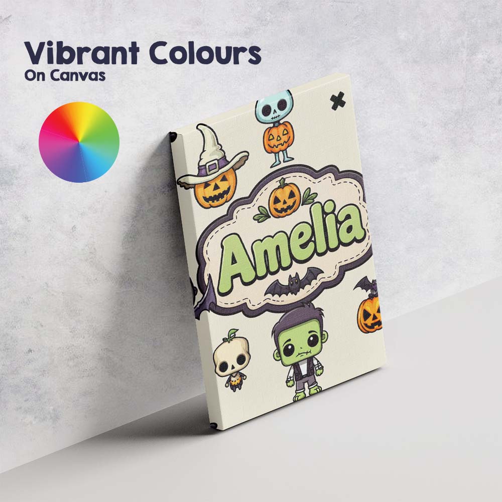 Personalised Name Halloween Character Custom Modern Room Accent Creative Decorator Style Canvas Wall Art Print Decor Picture Ready to Hang