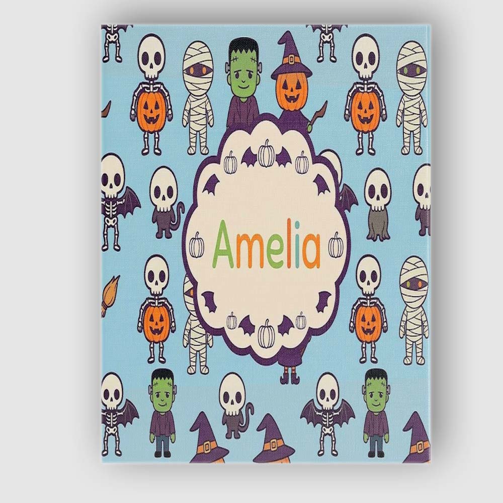 Personalised Name Cute Halloween Frankenstein Custom Unique Gift Idea Modern Room Accent Canvas Wall Art Print Decor Picture Ready to Hang