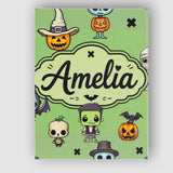 Personalised Name Cute Halloween Frankenstein Custom Unique Gift Idea Modern Room Accent Canvas Wall Art Print Decor Picture Ready to Hang