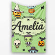 Cute Halloween Frankenstein Mummy Bat Pumpkin Seamless Pattern  Personalised Custom Name Super Soft Fleece Blanket Bed Sofa Throw