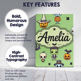 Personalised Name Cute Halloween Frankenstein Custom Unique Gift Idea Modern Room Accent Canvas Wall Art Print Decor Picture Ready to Hang