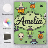 Personalised Name Cute Halloween Frankenstein Custom Unique Gift Idea Modern Room Accent Canvas Wall Art Print Decor Picture Ready to Hang
