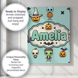 Personalised Name Cute Halloween Frankenstein Custom Unique Gift Idea Modern Room Accent Canvas Wall Art Print Decor Picture Ready to Hang