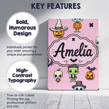 Personalised Name Cute Halloween Frankenstein Custom Unique Gift Idea Modern Room Accent Canvas Wall Art Print Decor Picture Ready to Hang