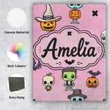 Personalised Name Cute Halloween Frankenstein Custom Unique Gift Idea Modern Room Accent Canvas Wall Art Print Decor Picture Ready to Hang