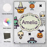 Personalised Name Cute Halloween Frankenstein Custom Unique Gift Idea Modern Room Accent Canvas Wall Art Print Decor Picture Ready to Hang