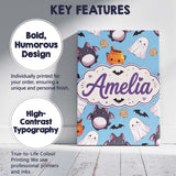 Personalised Name Cute Kawaii Halloween Custom  Modern Room Accent Elegant Feature Canvas Wall Art Print Decor Picture Ready to Hang