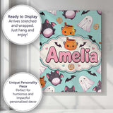 Personalised Name Cute Kawaii Halloween Custom  Modern Room Accent Elegant Feature Canvas Wall Art Print Decor Picture Ready to Hang