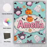Personalised Name Cute Kawaii Halloween Custom  Modern Room Accent Elegant Feature Canvas Wall Art Print Decor Picture Ready to Hang