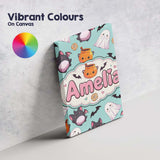 Personalised Name Cute Kawaii Halloween Custom  Modern Room Accent Elegant Feature Canvas Wall Art Print Decor Picture Ready to Hang