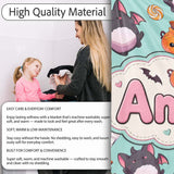 Cute Kawaii Halloween Ghost Bat Candy Pumpkin Seamless Pattern Mint  Personalised Custom Name Super Soft Fleece Blanket Bed Sofa Throw