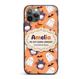 Kawaii Halloween Ghost Bat Candy Pumpkin Seamless Custom Name Protective Phone Case Mobile Cover Durable Everyday Smartphone Shock Resistant