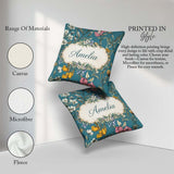 Custom Name Minimal Daisy Flower Soft Green Seamless Pattern Square Filled Cushion Throw Pillow Sofa Bed Home Decor Zip Washable UK Made