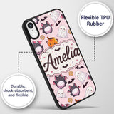 Cute Kawaii Halloween Ghost Bat Candy Pumpkin Custom Name Protective Phone Case Mobile Cover Durable Everyday Smartphone Shock Resistant