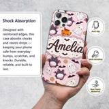 Cute Kawaii Halloween Ghost Bat Candy Pumpkin Custom Name Protective Phone Case Mobile Cover Durable Everyday Smartphone Shock Resistant