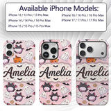 Cute Kawaii Halloween Ghost Bat Candy Pumpkin Custom Name Protective Phone Case Mobile Cover Durable Everyday Smartphone Shock Resistant